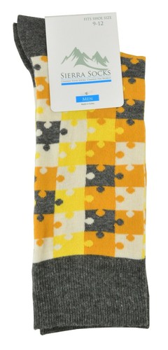 Sierra Socks Chaussettes d'équipage colorées pour hommes motif puzzle coton peigné chaussettes douces - Photo 7/10
