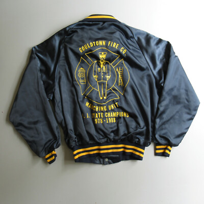 Vintage Jacket Windbreaker 1980s 80s Gouldtown Fire Co Marching Unit M