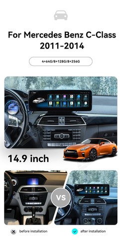 14.9" Android nav auto GPS Car Stereo For Mercedes benz C w205 2011-2016 Carplay - Picture 6 of 15