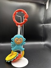 Fisher Price On the Go Baby Dome Seat Replacement Toy Monkey Rings Teal Rattle