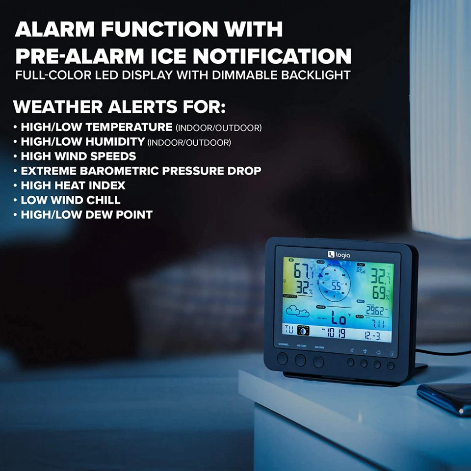 Logia 5-in-1 Wi-Fi Weather Station | Indoor/Outdoor Remote Monitoring System... - Image 4 of 4