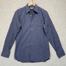 Ted Baker London Men  s Blue Plaid Button Front Shirt Size 2 Medium