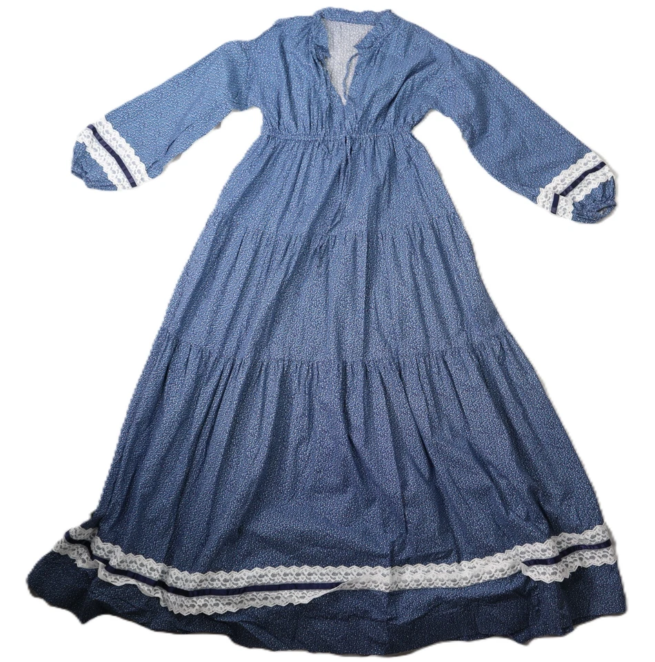 Maxi Vestido Floral Elástico De Colección Años 70 Para Mujer 8 10 12 M L Cottage Core Pradera Encaje Foto 3 de 4