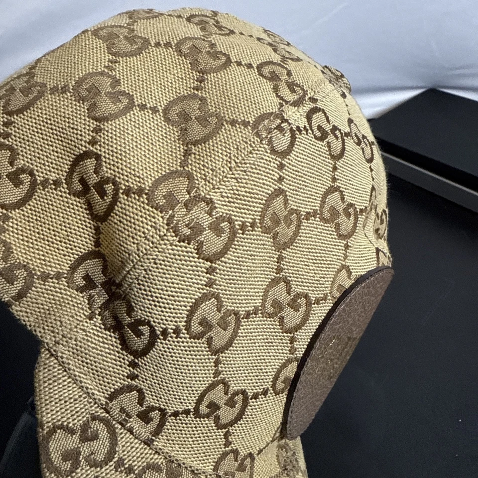 Size L /59cm Gucci Baseball Cap Beige GG Pattern Canvas Unisex Cotton Real nobox - Image 4 of 4