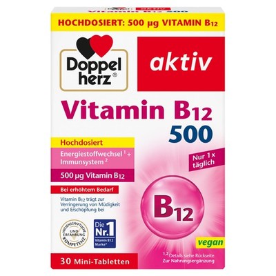 Vitamin B12 500 - Hochdosiert mit 500 µg Vitamin B12 pro Tablette - vegan - 3...