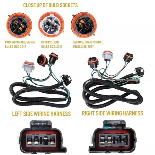 Tail Light Lamps Wiring Harness LH RH Pair for Chevy Silverado Pickup Truck US @ - Picture 3 of 12