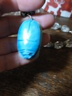 Vtg Necklace Chunky Clear Glass Beads Egyptian Scarab Pendant Statement — photo 8