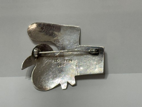 Broche Pájaro Vintage Plata de Ley y Oro 18K Perú - Imagen 6 de 7
