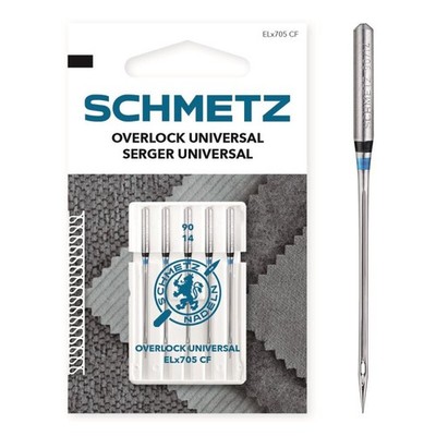 SCHMETZ - 5 Nähmaschinen-Nadeln Overlock-Universal, ELX705 CF Stärke: 90/14