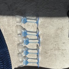 Set Of 5 Vintage Mikasa Swirl Small Wine Glasses With Blue Trim