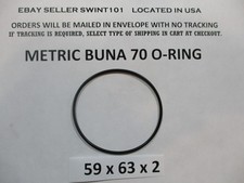 59mm ID x 63mm OD x 2mm thick O-ring. Buna-70. Quan 1.