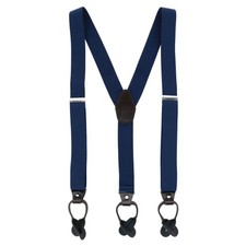 CTM Men's 1.375 Inch Wide Solid Color Y-Back Button-End Suspenders