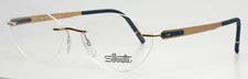 SILHOUETTE 5555 CV 7630 Gold Navy Womens Oval Rimless Eyeglasses 52-15-135 B:37