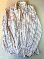 Perry Ellis Vintage Mens Dress Shirt USA Made Striped Cotton Size 15.5 35