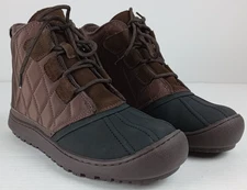 Camel Crown Women's 8 Brown Black Lace Up Quilted Fur Lined Snow Boots