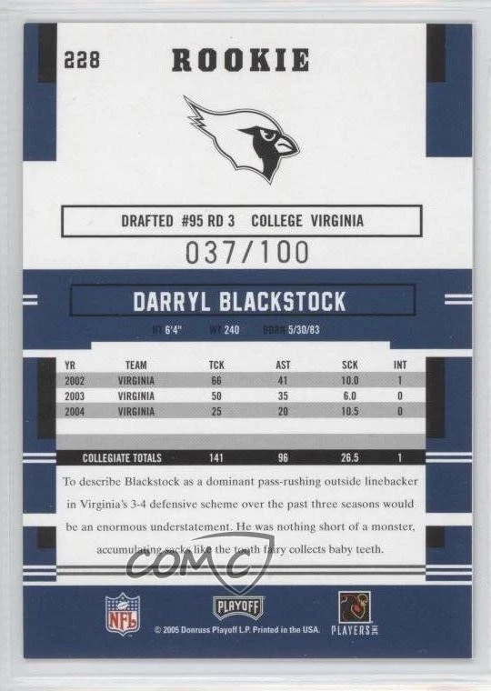 2005 Playoff Prestige Xtra Points Purple /100 Darryl Blackstock #228 Rookie RC - Image 2 of 2