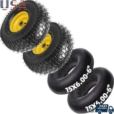 Set of 2 15x6 Front Tire Wheel Assemblies W/ Inner Tubes Riding Mowers New