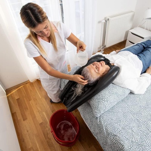 Cuenco de champú inflable portátil para lavar el cabello más viejo en casa - Imagen 4 de 8