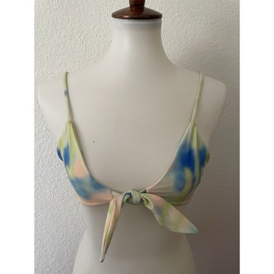 Aila Blue Swim Women S Bikini Top Acid Tie Dye Tie Front Beach Summer Festival