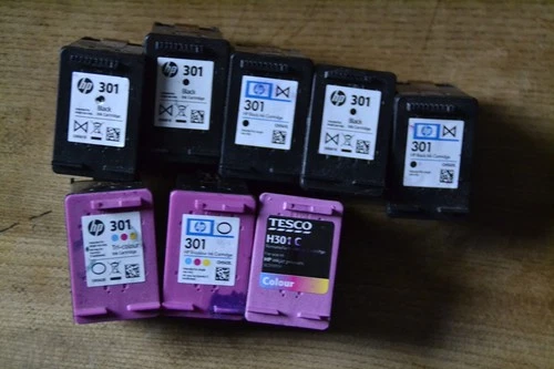 8 X Empty Ink Cartridges for HP 301 Black and Colour