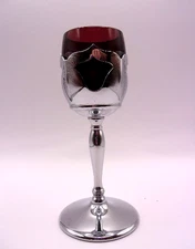 Farber Brothers KROME KRAFT Amethyst Crystal Cordial Glass Chrome Stem