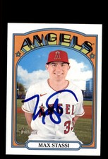 Signed Baseball Card Auto Max Stassi 2021 Topps Heritage #574 Los Angeles Angels