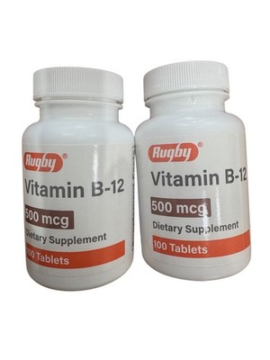 Rugby Vitamin B-12 500 mcg Strength, Vitamin B 12 Dietary Supplement, (2 pack)