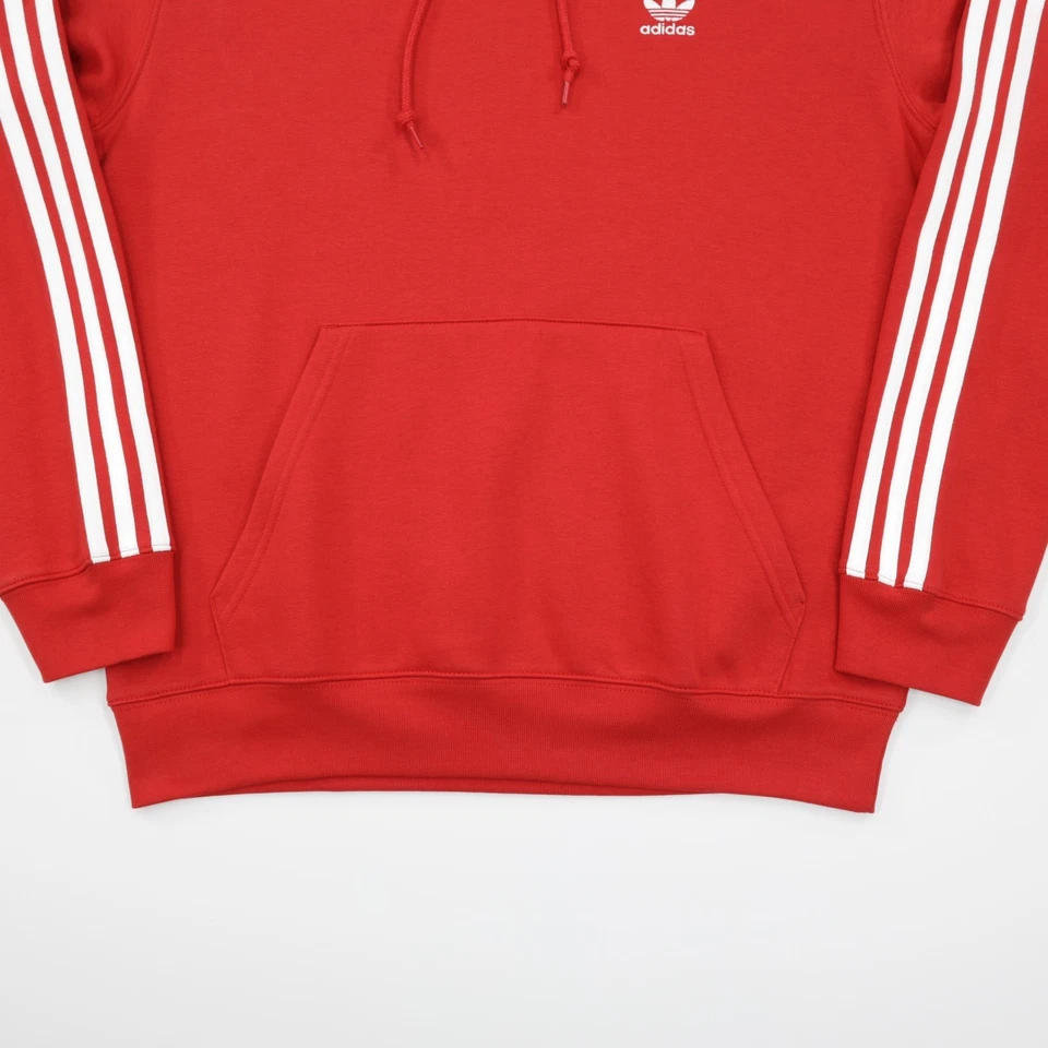 Adidas Originales Para Hombre Bolsillo Adicolor Clásicos 3 Rayas Polar Sudadera con Capucha Roja XL Foto 3 de 4