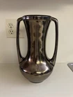 VTG Haegar Pottery Double Handled Metallic Vase 12.5 Inches Tall