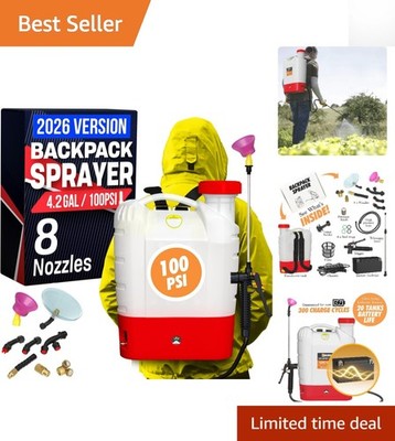 Lightweight 4.2 Gallon Battery Sprayer with 100 PSI - Lifetime  Included