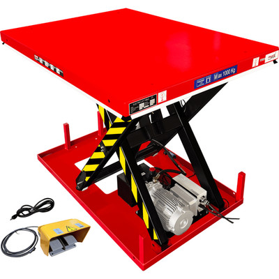 Electric Hydraulic Scissor Lift Table With Foot Pedal, 2,200 lb., 48'' x 36''