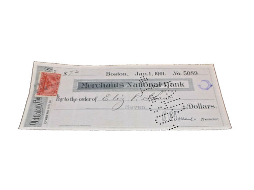 JANUARY 1901 OLD COLONY RAILROAD NEW HAVEN RAILROAD COMPANY DIVIDEND CHECK #5089