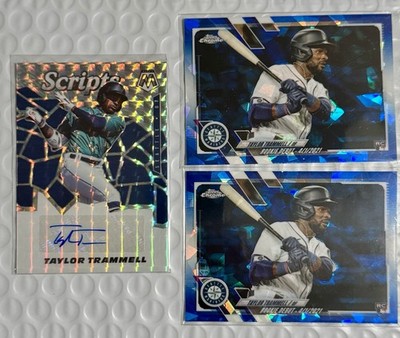 2021 Mosaic Scripts #SCR-TA Taylor Trammell Auto + Topps Chrome Sapphire RC