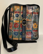 Patricia Nash Venezia Italian Leather Crossbody Bag Colorful  Floral