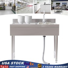 Commercial Sink Stainless Steel Kitchen Utility Sink 1 Compartment Prep Table