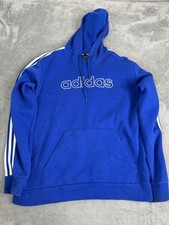 Adidas Essentials Fleece 3-Stripe Pullover Hoodie Men s Size Medium Blue
