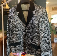 Vintage American Craftsman Trego Westwear Tailored BlackSilver Pearl Snap Blazer