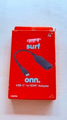 onn Surf USB-C to HDMI Adapter 4K HDMI Support 4 in Plug & Play Black