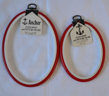 New Anchor 2 x Red Oval Flexi-Hoop & Picture Frame Cross Stitch / Embroidery
