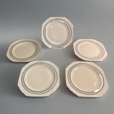 Limoges Peach Blo Ritz Platinum Octagon Plates Platinum Trim Set of 5 Vintage