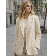Prophecy 100 Mohair Blazer Jacket Women's Size 10 Cream Ivory Vintage 80's
