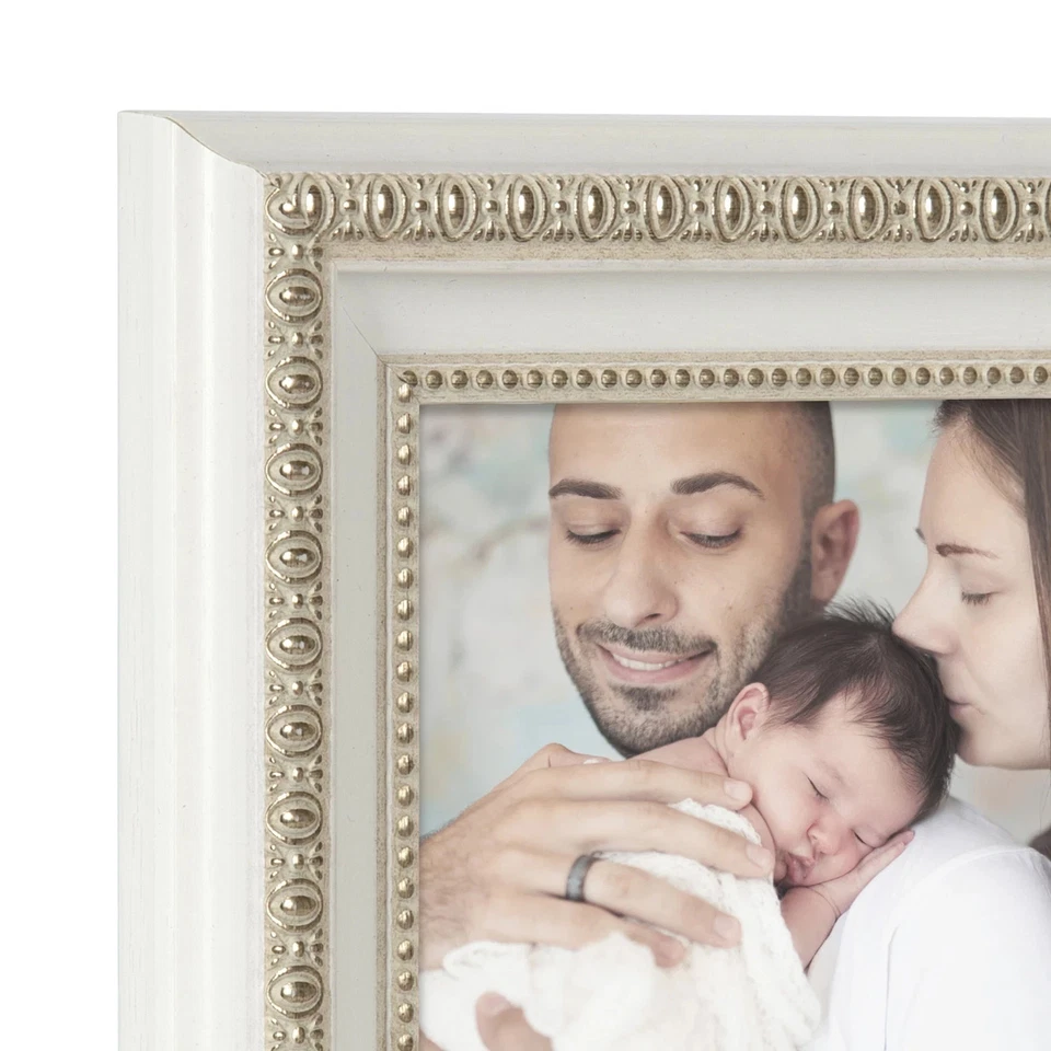 Marco de fotos decorativo de mesa Mainstays 5x7 blanco ornamentado Foto 3 de 4