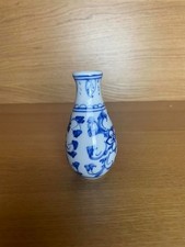 Mini vaso di boccioli cinesi blu e bianco, 3 1/2" casa delle bambole arredamento asiatico