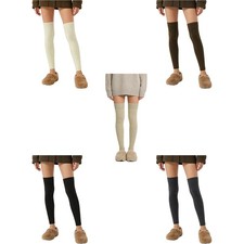 1 Pair Women Fleece Warm Thicken Knitted Over Knee High Stockings Leg Warmers