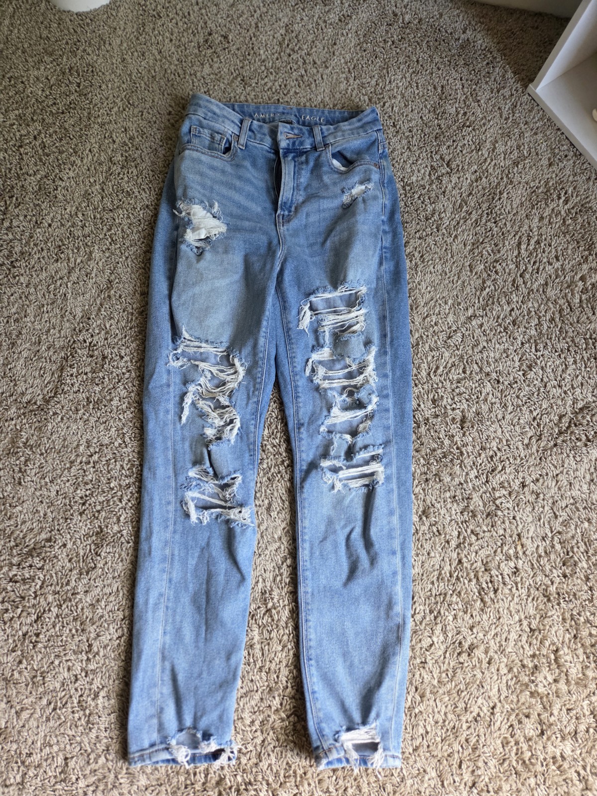 American Eagle Curvy Mom Jeans Women’s Size 0 Regular Stretch Distressed...