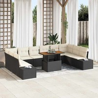 11 Teile Garten Sofa Set Mit Kissen Schwarz Poly Rattan