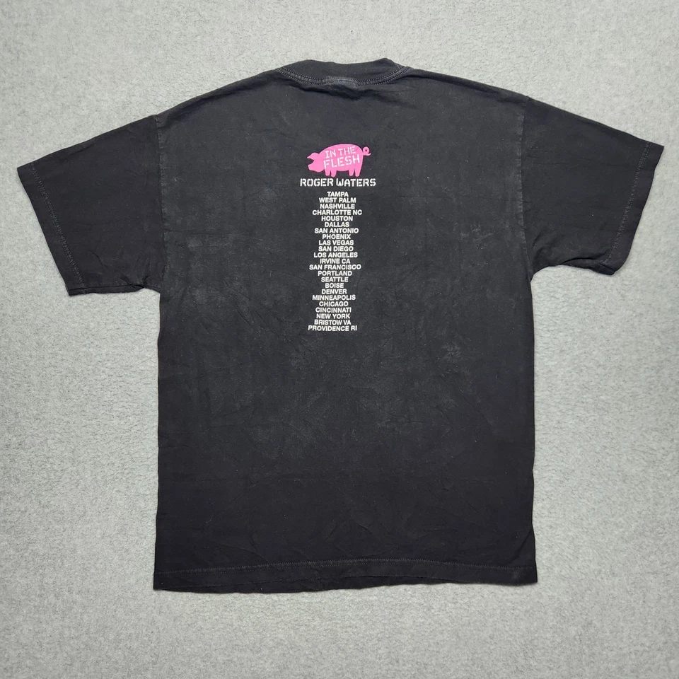 VINTAGE Roger Waters Shirt Large Black Pink Floyd The Wall In the Flesh - Image 2 of 4