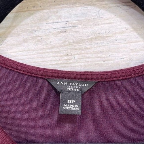 ANN TAYLOR Capucha Cuello Barco Ponte Vaina Vestido Púrpura Para Mujer 0P - Imagen 6 de 7