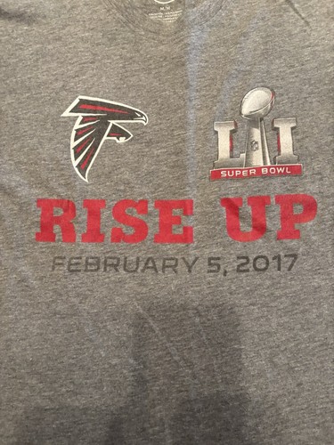 ‘47 Brand Atlanta Falcons T-Shirt Men’s Medium Gray Super Bowl LI Rise Up Crew - Picture 3 of 8