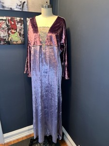 Bill Tice Saks Velour Purple & Gold Caftan Hostess Dress Maxi Lounge Vintage